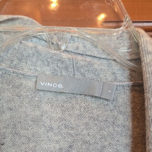 Vince Gray Cardigan Cashmere & Wool Sweater with Draped Open Front, NWT. - Picture 2 of 7
